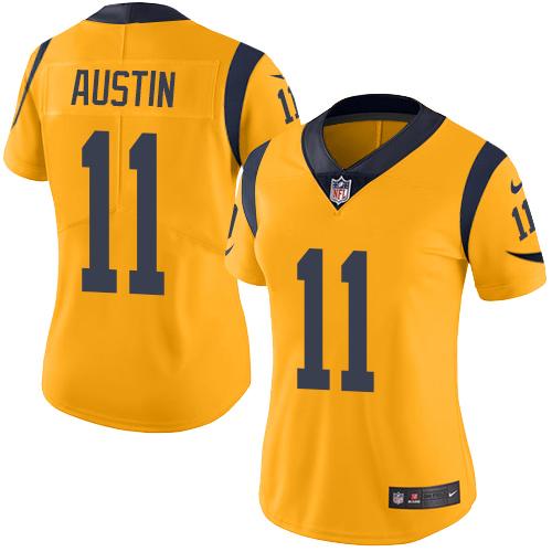 Nike Rams #11 Tavon Austin Gold Women's Stitched NFL Limited Rush Jersey - Click Image to Close